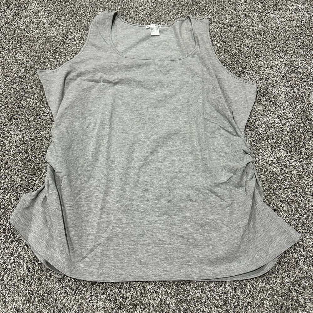 New with tags, VENUS Gray Square Neck Ruched Side Tank Top, Size 2X - Picture 10 of 10